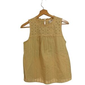 Blu Pepper Honey colored Sleeveless Blouse with Eyelet Collar